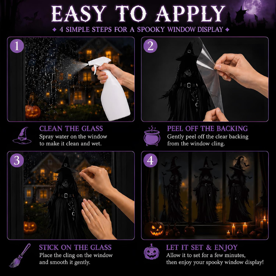 Halloween Decorations Witch Window Clings